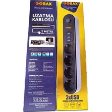 Cep Home Gobax Termal Akım Korumalı Priz ve 3'lü USB Şarj Girişi - 2 Metre Kablolu