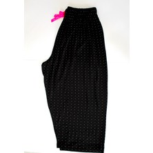 Made By Me Büyük Beden Puantiyeli Pijama Altı Kapri Modal Kumaş Modern Kaliteli Estetik Siyah