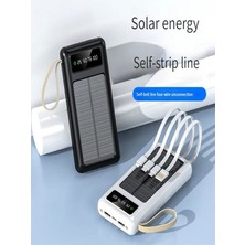 Çelik Work 30000mah Güneş Enerjili 2USB MİKRO Lightning ıPhone Type-c Kablolu Powerbank Taşınabilir Batarya