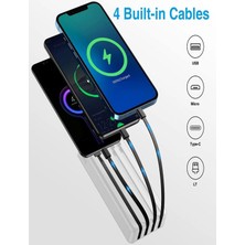 Çelik Work 30000mah Güneş Enerjili 2USB MİKRO Lightning ıPhone Type-c Kablolu Powerbank Taşınabilir Batarya