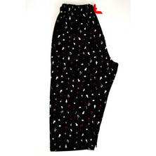 Made By Me Büyük Beden Pijama Altı Kapri Modal Kumaş Modern Kaliteli Estetik Siyah Desenli