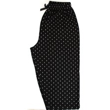 Made By Me Büyük Beden Pijama Altı Kapri Modal Kumaş Modern Kaliteli Estetik Siyah Baklava Desenli