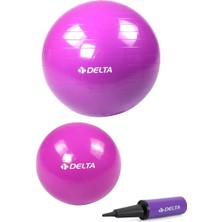 Delta 65 cm Pilates Topu 25 cm Mini Denge Topu ve Pompası Seti