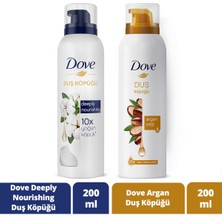 Dove Köpük Duş Jeli Argan Yağı 200 ml x1 + Dove Duş Köpüğü Depply Nourishing 200 ml x1