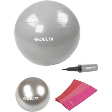 Delta 65 Cm-20 cm Pilates Topu 3'lü Pilates Bandı Egzersiz Direnç Lastiği Pilates Topu Pompası Seti