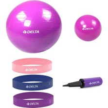 Delta 55 ve 25 cm Pilates Topu 3'lü Aerobik Yoga Bant Seti Pompa