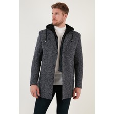 Buratti Çıkarılabilir Kapüşonlu Kırçıllı Slim Fit Kaşe Kaban Erkek KABAN 5841013