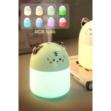 Dempower Rgb Ledli Taşınabilir Hava Nemlendiricisi Kedi Tasarımlı Buhar Makinesi Gözleri Açık Beyaz