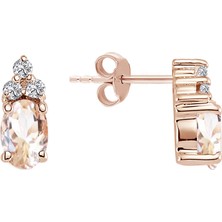 Sirius Pırlanta Pırlanta ve Oval Morganite Taşlı Saga Küpe 0417E0054