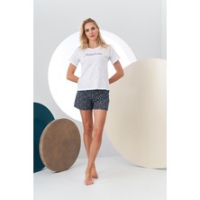 Pjs 24142 Kadın Yazılı Şort Takım