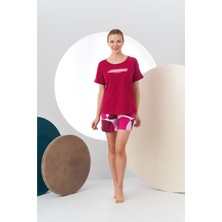 Pjs 24219 Kadın Baskılı Desenli Şort Takım