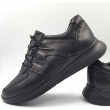 Melen Shoes Klare Siyah Hakiki Deri Rahat Sneaker Spor Ayakkabı