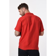Rocqerx R-3743 Çizgili Apaş Yaka Kısa Kol Gömlek