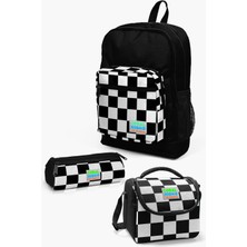 Coral High Kids Siyah Dama Desenli 3’lü Okul Çanta Seti