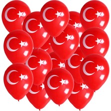 Bayrak Balon Türk Bayraklı Baskılı Balon Bayram Süsü - 30 Adet