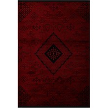 Giza Home Afgan Türkmen Otantik Desenli Bordo Oturma Odası Salon Mutfak Halısı 5366A_ZS72 80 x 150