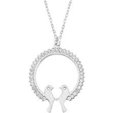 Altın Sepeti Gümüş Aşk Kuşları Kolye