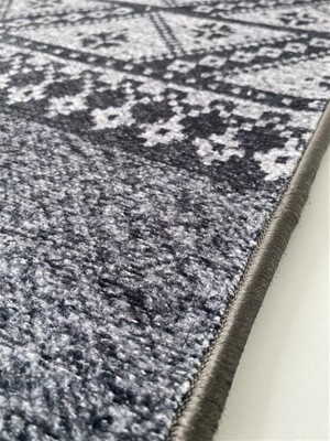 Carpettex Modern Şönil Dokuma Iskandinav Üçgen Desenli Koyu Gri Halı