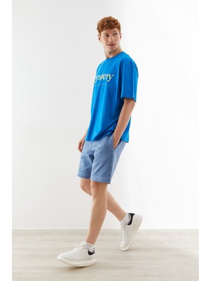 Nalu Oversize Basic Erkek T-Shirt Açık Mavi