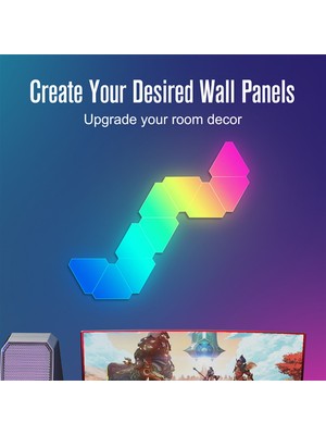 Ozma 6 Adet Akıllı Bluetooth App Müzik Üçgeni Akıllı Pikap Ambiyans Işığı (Yurt Dışından)
