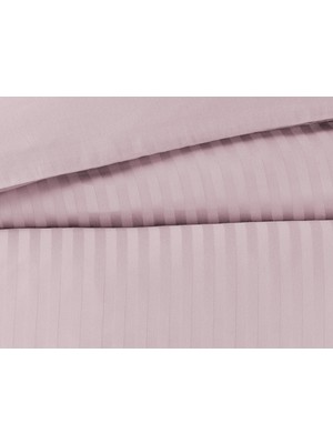 Madame Coco Elicia Family Size Çizgili Saten Nevresim Takımı - Açık Mürdüm