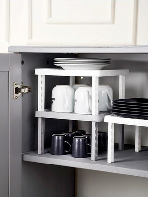 Kare Plastik Raf Düzenleyici Mutfak Dolabı İçin Yükseltici 26x26 cm Kalın Plastik Yapı