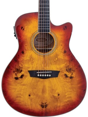 Washburn Deep Forest Burl Ace Amber Fade Elektro Akustik Gitar