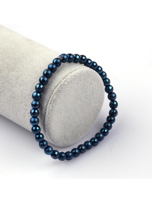 Alibaba Doğaltaş Lacivert Renkli Hematit Doğal Taş Bileklik 6mm Küre Kesim