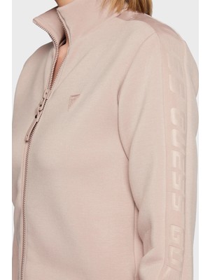 Guess New Allie Logo Şeritli Regular Fit Fermuarlı Dik Yaka Sweat Bayan Sweat V2YQ17K7UW2 G4Q9