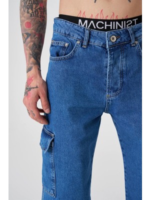 Machinist Kargo Cepli Baggy Fith Jeans Lacivert