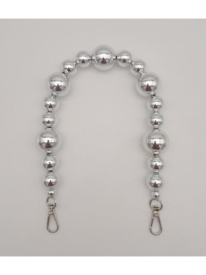 Angel Çanta Aksesuar 47 cm Kancalı Parlak Gümüş Renk Incili Akrilik Zincir Gümüş Metalli