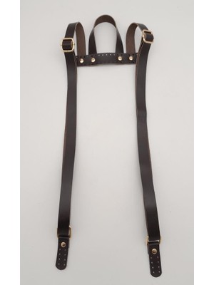 Angel Çanta Aksesuar Gerçek Deri Kahverengi Sırt Çanta Sapı Light Gold Metalli