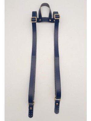 Angel Çanta Aksesuar Gerçek Deri Lacivert Renk Sırt Çanta Sapı Light Gold Metalli