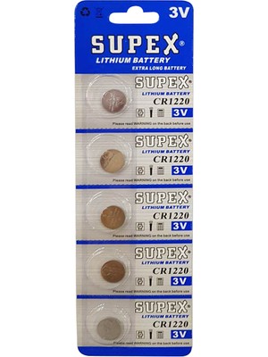 Supex CR1220 3 Volt Lityum Pil (5li Blister Paket)