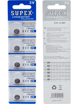 Supex CR1025 3 Volt Lityum Pil (5'li Paket )