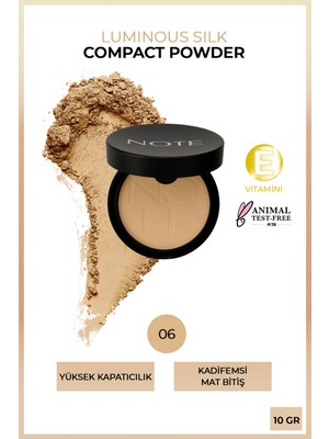 Luminous Silk Compact Powder 06 Dark Honey Mat Bitişli Toz Yüz Pudrası