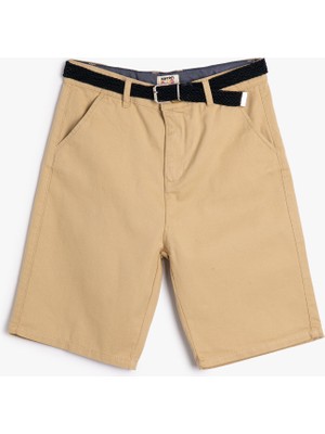 Koton Bermuda Chino Şort Slim Kemer Detaylı Cepli Pamuklu