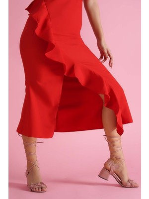 Divolya Juli Pudra Bileğe Bağlamalı Kısa Topuklu Günlük Kullanım Ayakkabı