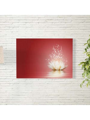 Reysa Tasarım Kırmızı Arkaplanlı Lotus Çiçeği Poster 35X50 cm