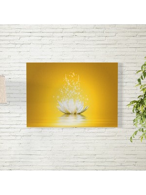 Reysa Tasarım Sarı Arkaplanlı Lotus Çiçeği Poster 35X50 cm