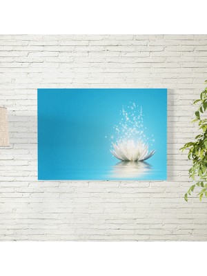 Reysa Tasarım Mavi Arkaplanlı Lotus Çiçeği Poster 35X50 cm