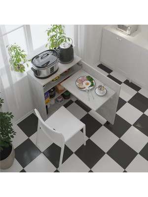 Asra Trend Lüks Katlanabilir Kapaklı Mutfak Kiler Dolabı %100 MDF Çok Amaçlı Mutfak Dolabı MD003