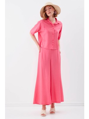 Vitrin Arkası Lastikli Bol Paça Pantolon