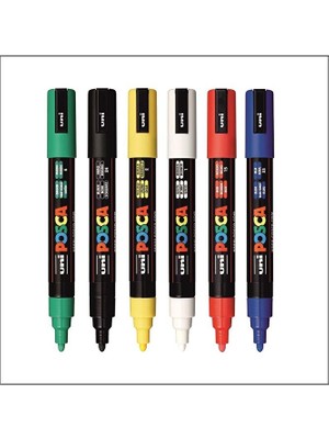 Uni Posca 5m Boyama Markörü Ana Renkler 6'lı Set