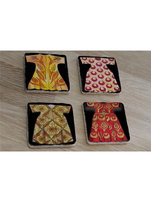 Tablosan Padişah Kaftanları Doğal Taş Bardak Altlığı 4'lü Set - Natural Stone Coasters