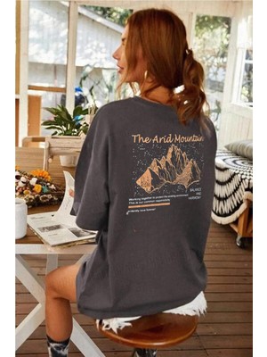 Millionaire Arid Mountain Antrasit Oversize Salas Boyfriend Kadın T-Shirt