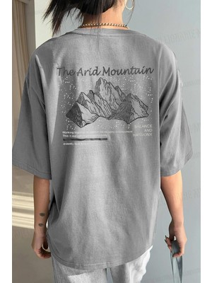 Millionaire Arid Mountain Gri Oversize Salas Boyfriend Kadın T-Shirt