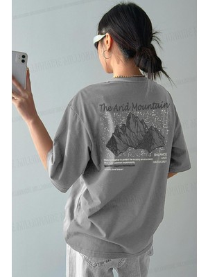 Millionaire Arid Mountain Gri Oversize Salas Boyfriend Kadın T-Shirt