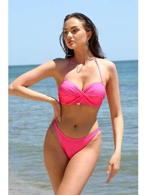 Akbeniz Kadın Dönmeli Straplez Mercan Bikini 35002