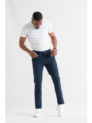 Akçaylar Çift Pileli Regular Fit Beli Lastikli Iplikli Yazlık Ince Kumaş Erkek Jogger Pantolon
